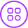 Four small circles in a two by two grid icon